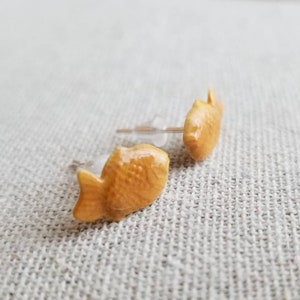 Realistic Taiyaki Post Earrings, Miniature Food Jewelry, Hypoallergenic Stud