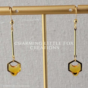 Gold Dripping Honeycomb Earrings, HGE2, Bee Honey Stainless Steel Hypoallergenic Earrings, Non-Pierced Option Available