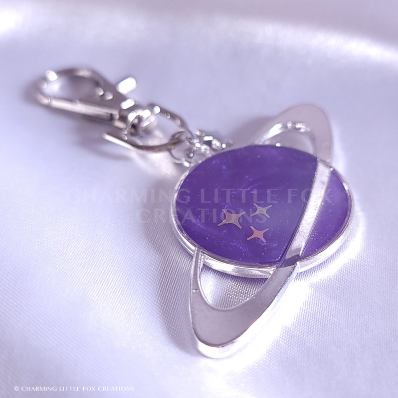 Purple and Silver Planet Keychain - Etsy