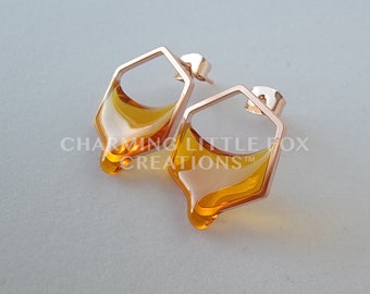 Rose Gold Dripping Honeycomb Earrings, HRE1