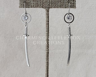 AgustD Inspired Daechwita Silver Sword Earrings, SSWORD, BTS Inspired Jewelry, Non-Pierced Option Available