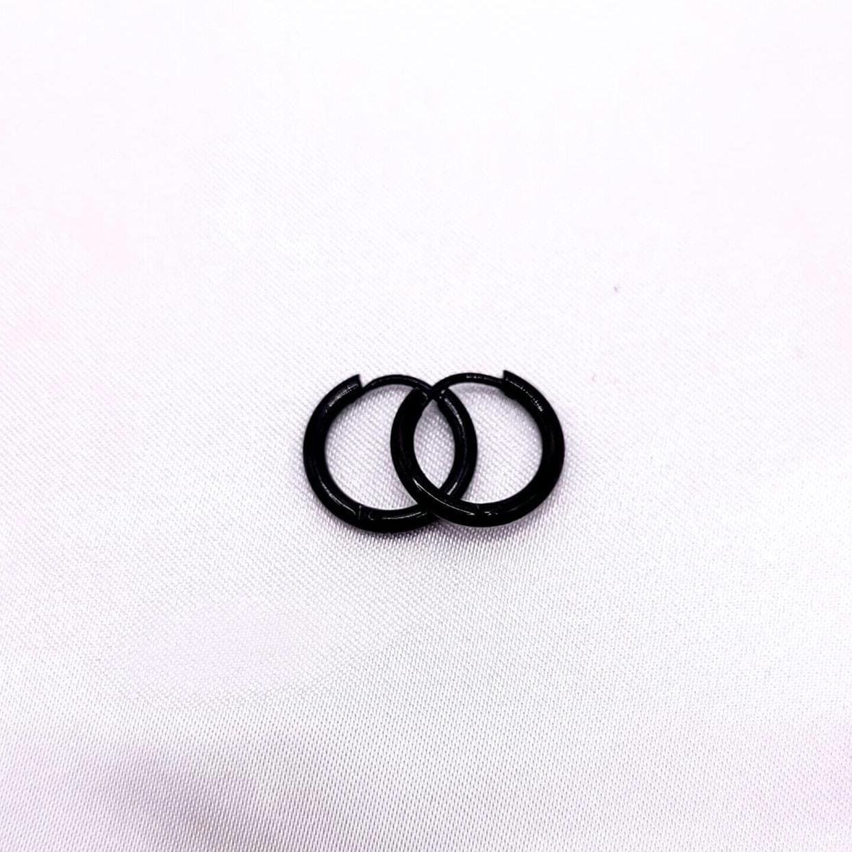 Small Black Hoop Earring, 16mm diameter, JK SMALL, Hypoallergenic, Clip On Option Available