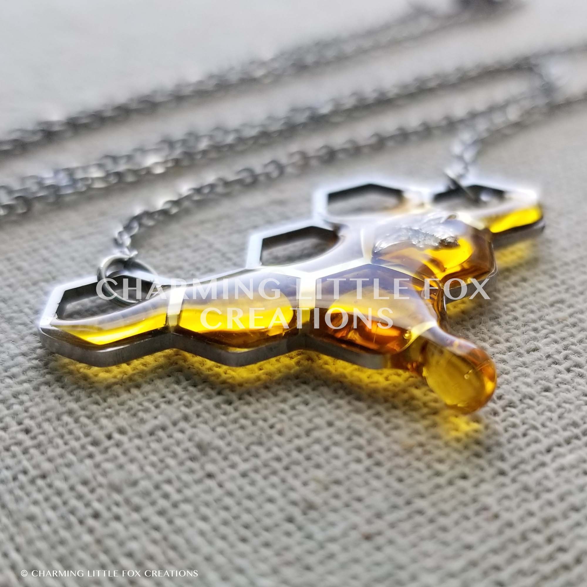Buy Silver Dripping Honey Necklace HSN1 Honeycomb Bee