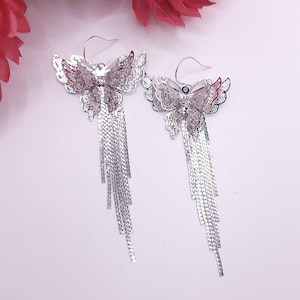 Heaven Official&#39;s Blessing Earrings, Sterling Silver Butterfly, Hypoallergenic Statement Jewelry