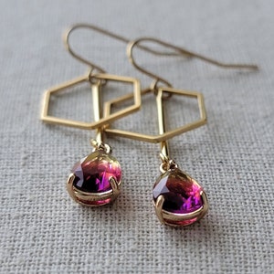 Galaxia Gemstone Glamourous Statement Earrings, Hypoallergenic French Earwire, Clip On Option Available