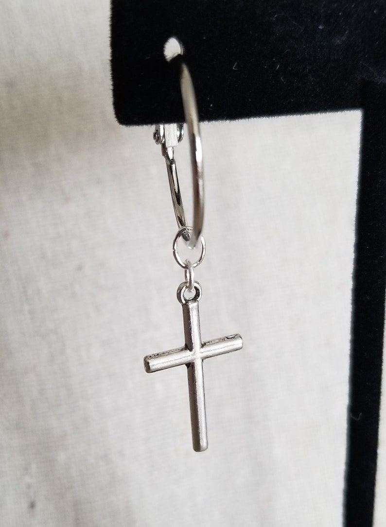 Bangtan Boys BTS Suga Min Yoongi Inspired Hoop and Cross Earring from Love Yourself Her Comeback, Non-Pierced Option Available, SUGA DNA image 1