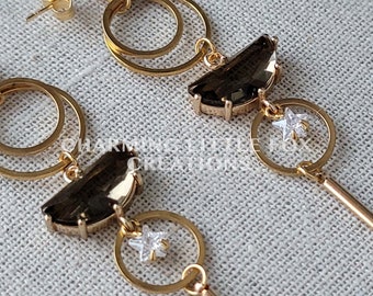 Black Astral Reflection Statement Earrings, ASTRAL BL, Moon and Stars Jewelry, Hypoallergenic Earring