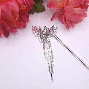 Heaven Official&#39;s Blessing Hair Stick, Silver Butterfly, Hair Accessories