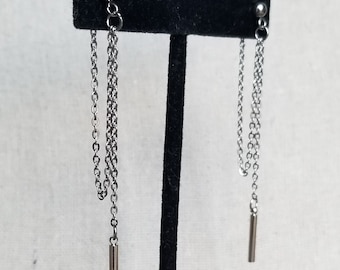 Silver of Gold Glam Idol Stainless Steel Chain Drop Earrings: K-Drama Inspired