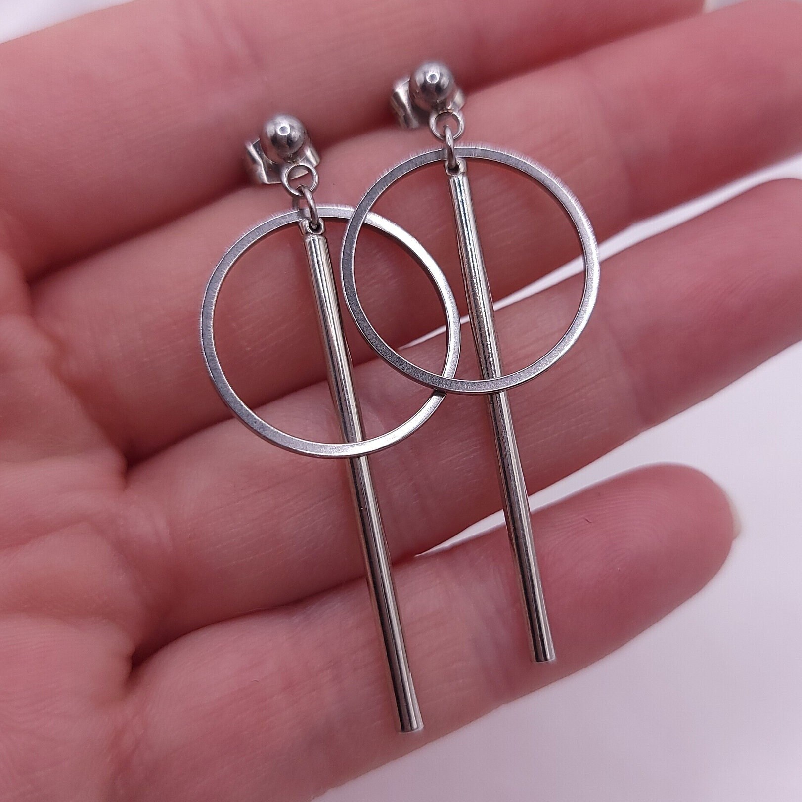 KPOP Circle Dangle Earrings: Hypoallergenic Stainless Steel - Etsy