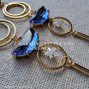 Blue Astral Reflection Statement Earrings, ASTRAL, Moon and Stars Jewelry, Hypoallergenic Earring