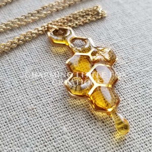 Gold Dripping Honeycomb Necklace, HGN2, Hypoallergenic Stainless Steel Statement Necklace