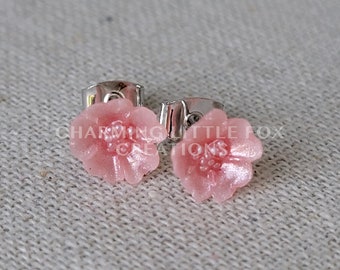 Cherry Blossom post Earrings, Japanese Sakura Bloom Jewelry, 3D jewelry