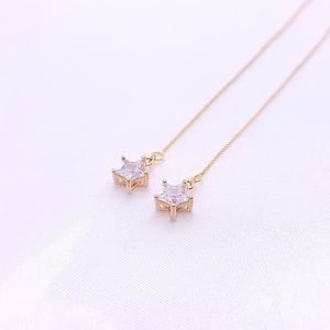 Cubic Zirconia Star Threader Earrings, 18k Gold Plated Sterling Silver, Hypoallergenic