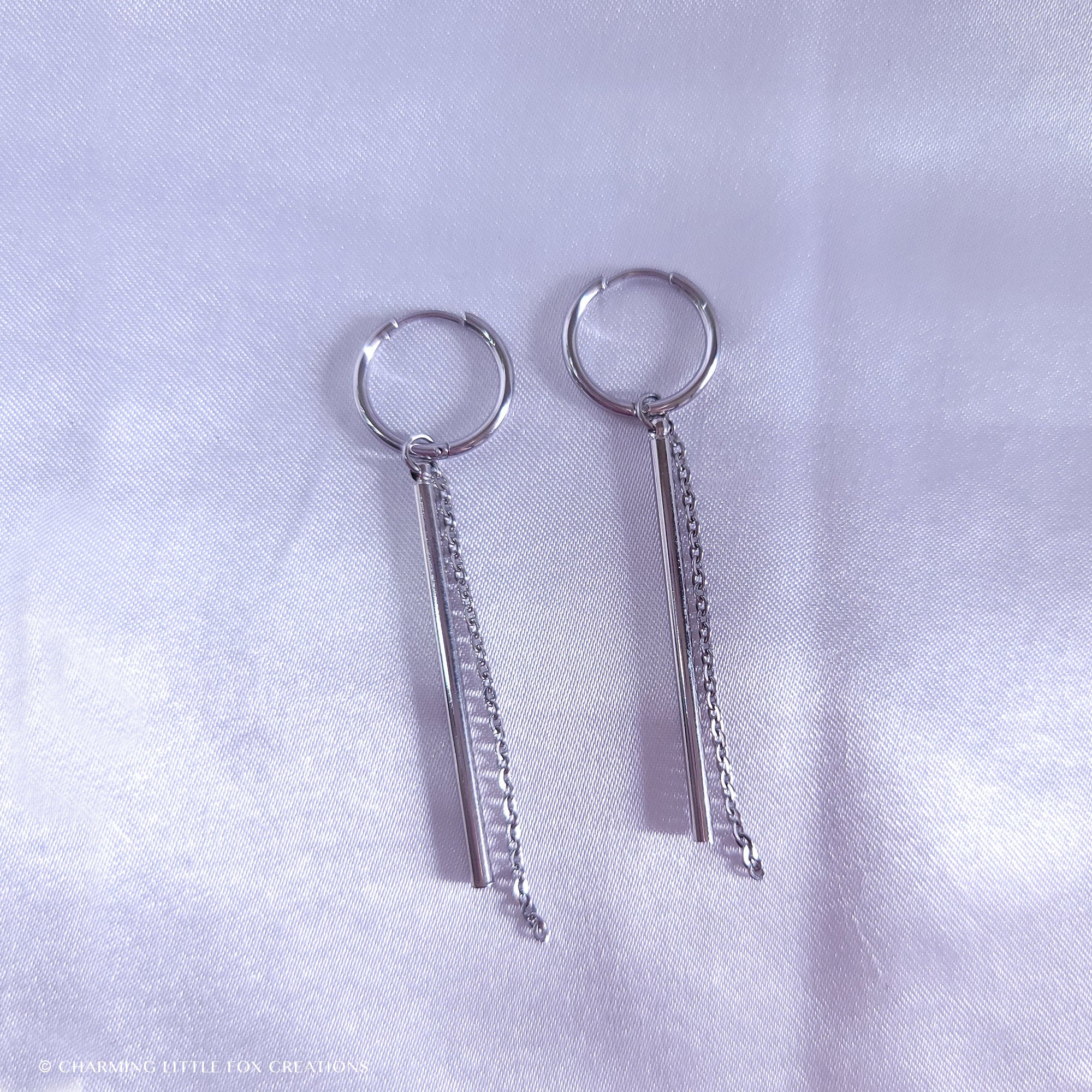 KPOP Jungkook Silver Hoop Earrings: Stainless Steel Dangle