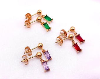 Pave Glass Gem Post Earrings, Hypoallergenic, Clip On Option Available