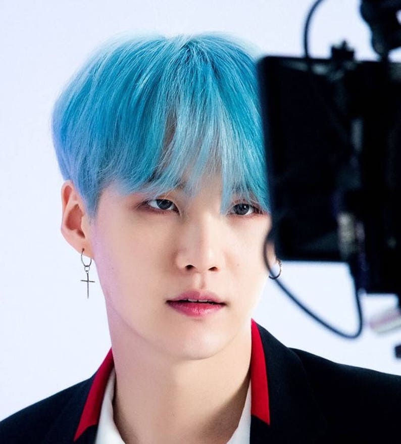 Bangtan Boys BTS Suga Min Yoongi Inspired Hoop and Cross Earring from Love Yourself Her Comeback, Non-Pierced Option Available, SUGA DNA image 4