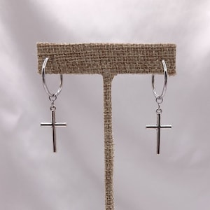 Goth, Punk, and K-pop Inspired Hoop and Cross Earring, Hypoallergenic, Clip-On Option Available, SUGA DNA