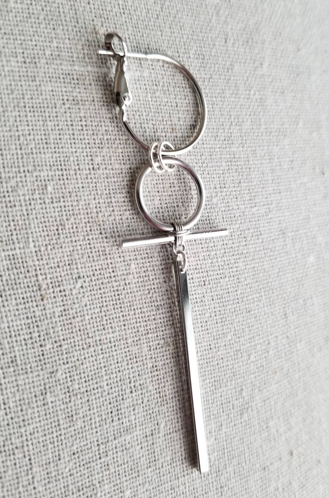 Bangtan Boys Bts V Taehyung Inspired Loop And Cross Earring Etsy