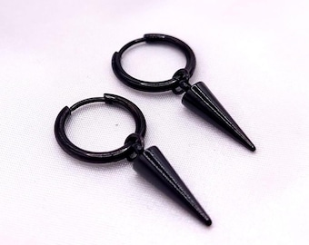 KPOP Spike Hoop Earring, Hypoallergenic, Clip On Option Available