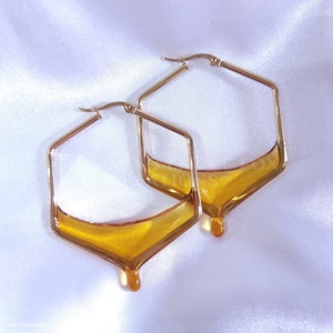 Dripping Honey Gold Hoop Earrings, HONEYHOOP2 image 3