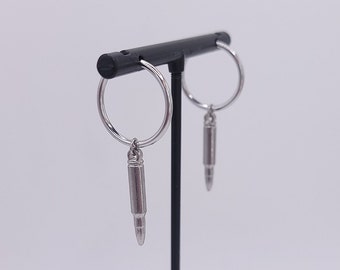 Ateez Bouncy Inspired Bullet Hoop Earring, Hypoallergenic, Clip On Option Available