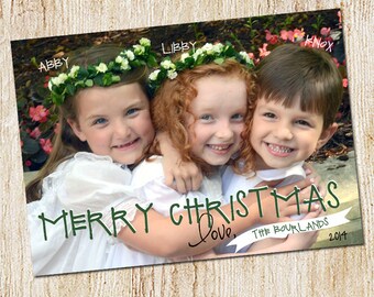 Christmas card photo Christmas card typography Holiday | Etsy