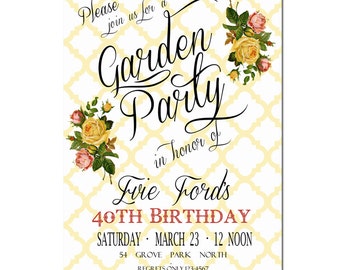 garden party invitation birthday party invitation digital etsy