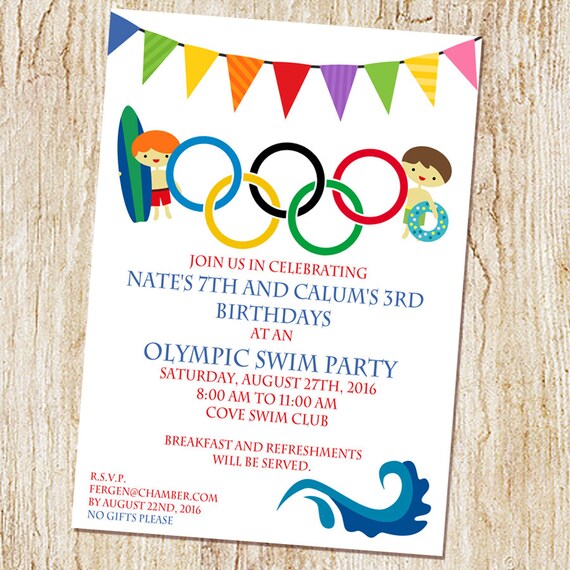 Olympique Natation Fete Invitation Jeux Olympiques Etsy Olympique Natation Fete Invitation Jeux Olympiques Etsy