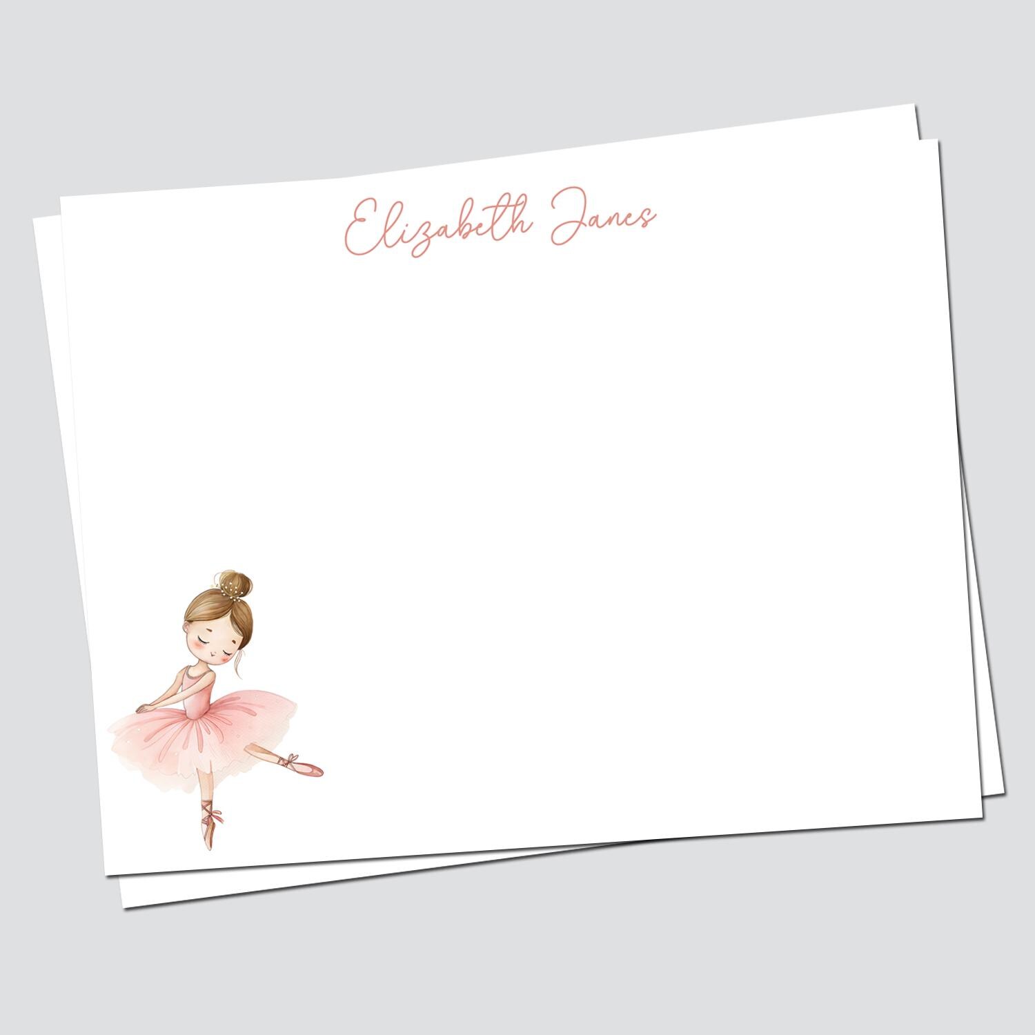 Ballet Note Border Ballet Note Card - Flat Note Card Set - Flat Note Cards - Girl Note ...