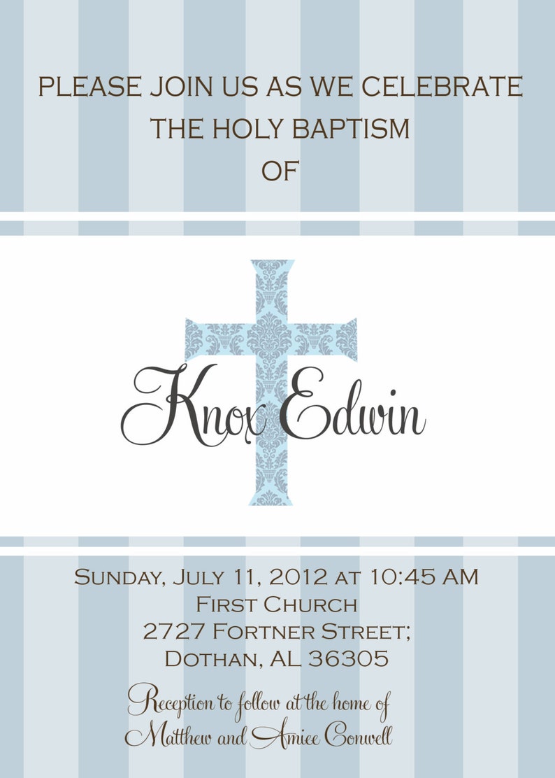 first communion Christening Baby Dedication digital file or PRINTED CARDS Baby Boy Baptism invitation