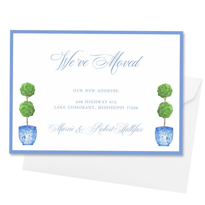 Moving Topiary Moving Card - Moving Announcement - We've Moved - Topiary - Digital ...