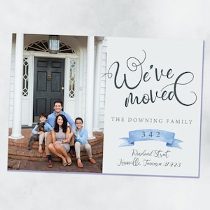 moving card - photo moving card - moving announcement - watercolor banner - DOUBLE SIDED