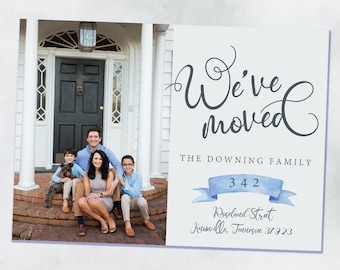 moving card - photo moving card - moving announcement - watercolor banner - DOUBLE SIDED