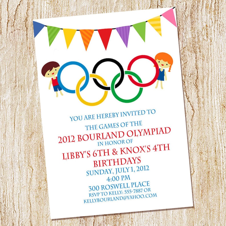 Olympic Party Invitation Olympics Birthday Invitation Digial Etsy