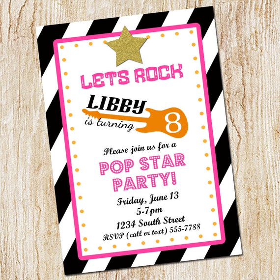 Pop Star Anniversaire Invitation A La Fete Invitation Etsy France