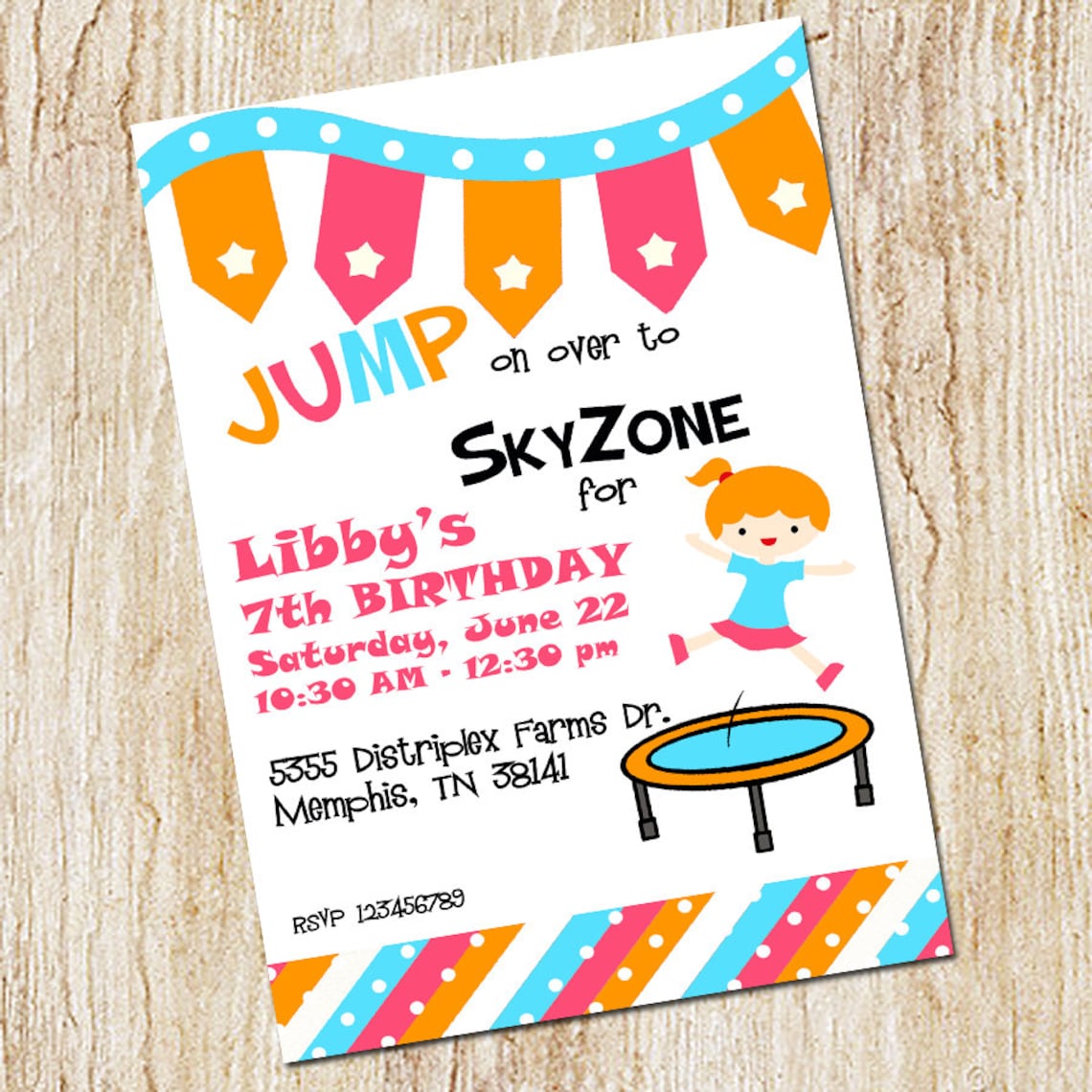 Trampoline Party Invitation Sky Zone Birthday Invitation Etsy