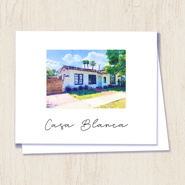 Air bnb welcome note card - Folded -  Personalized home Note Cards - watercolor home portrait - watercolor note cards - vrbo - vacation home