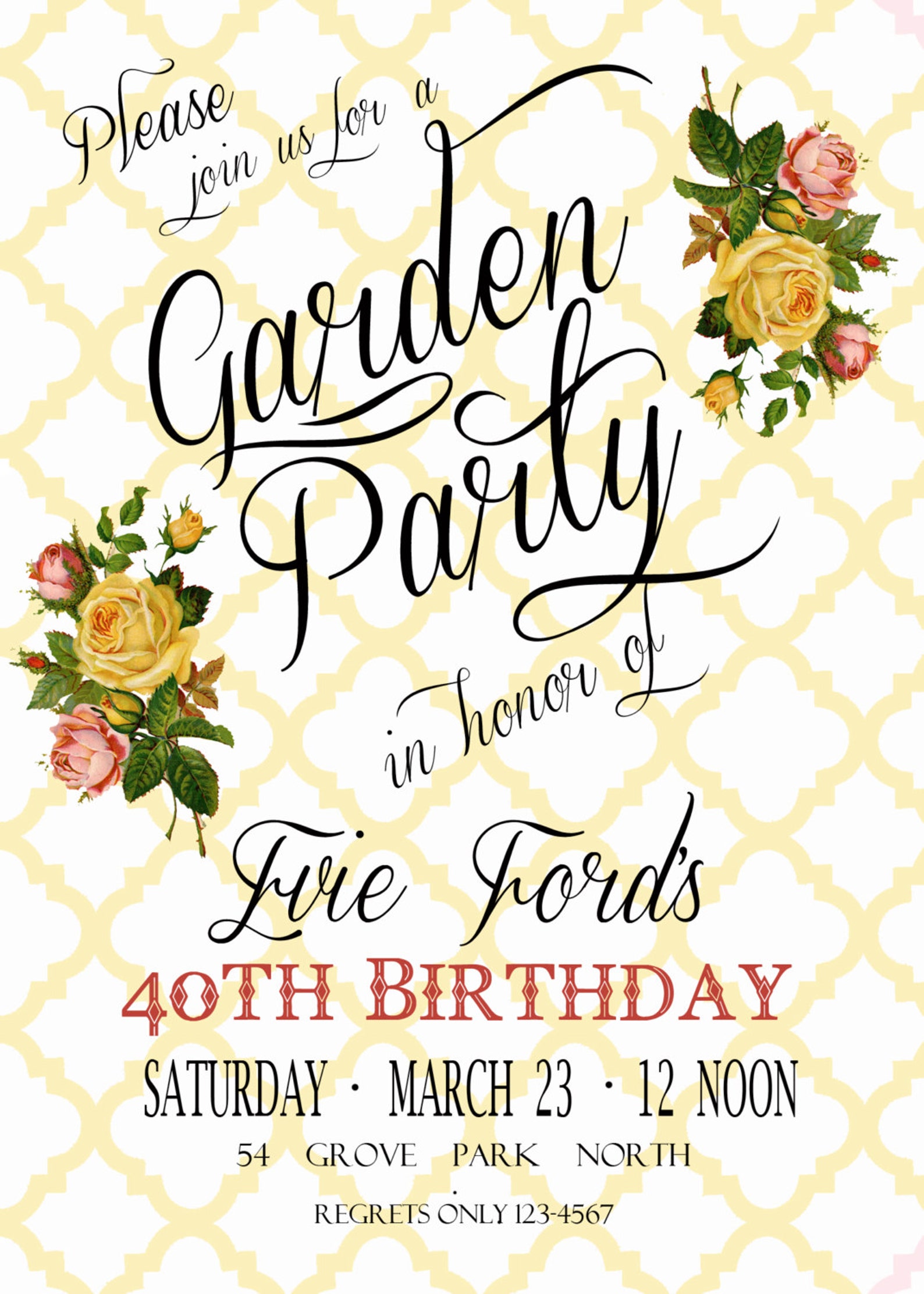 Garden Party Invitation Bridal Shower Invitation digital Etsy