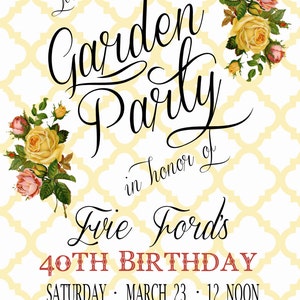 Garden Party Invitation Bridal Shower Invitation Digital File Printable Invitation Modern Invitation 40th Birthday Hens Party image 2