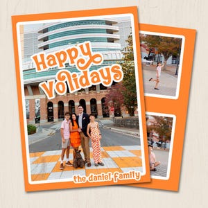 Custom Photo Christmas Card - Digital or Printed Cards -Tennessee Vols Card, football Christmas card, DOUBLE SIDED, happy Volidays