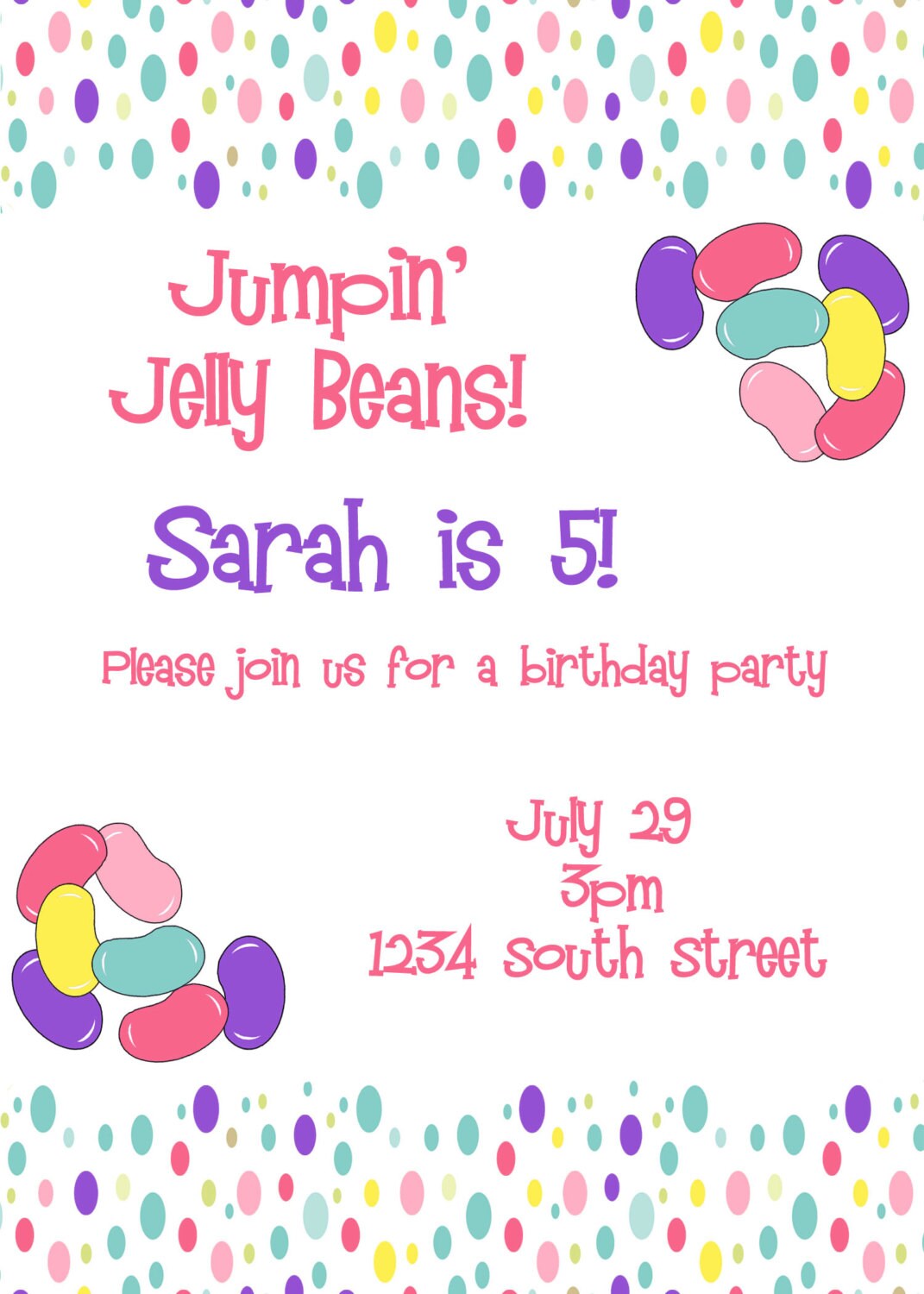 Jelly Bean Party Invitation Birthday Party Invitation Etsy