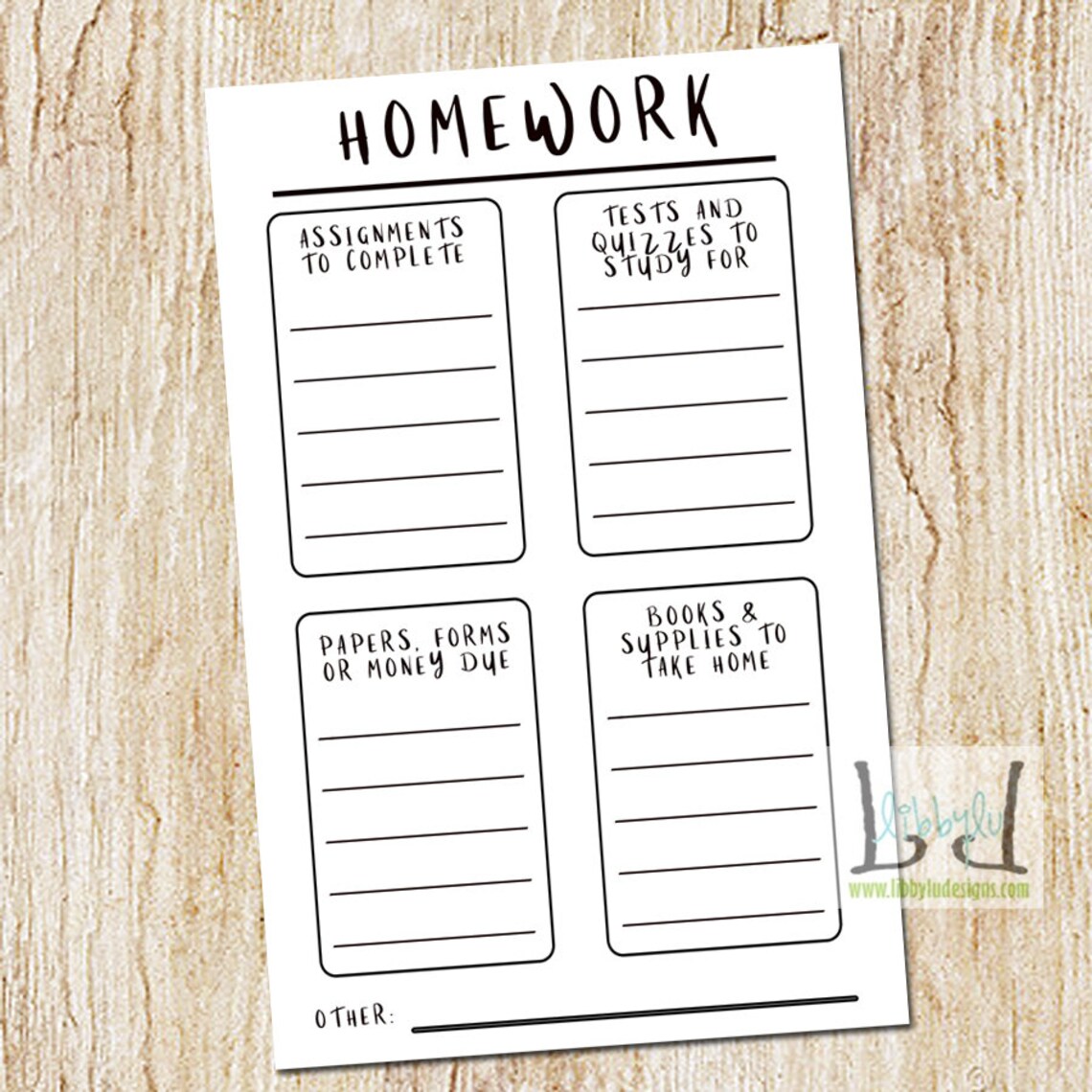 Homework Notepad Student Notepad Student Planner Printable Etsy