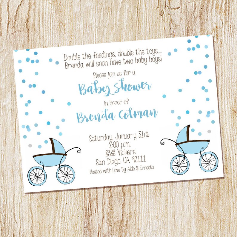 Twin Baby Shower Invitation Digital File or PRINTED Twin Etsy
