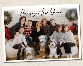 Photo New year card - photo holiday card - Christmas card - Holiday card template - printable - Merry - colorful