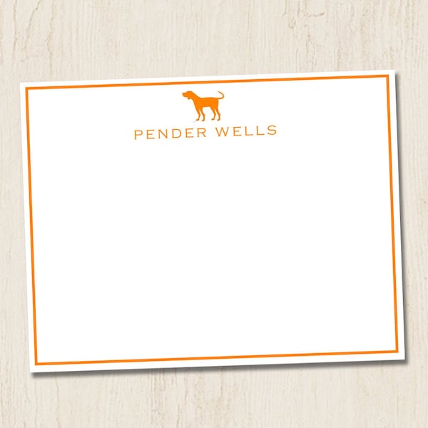 dog note cards - flat note cards - personalized note cards - notecards - custom stationery - notecards - Tennessee Vols - hunting dog