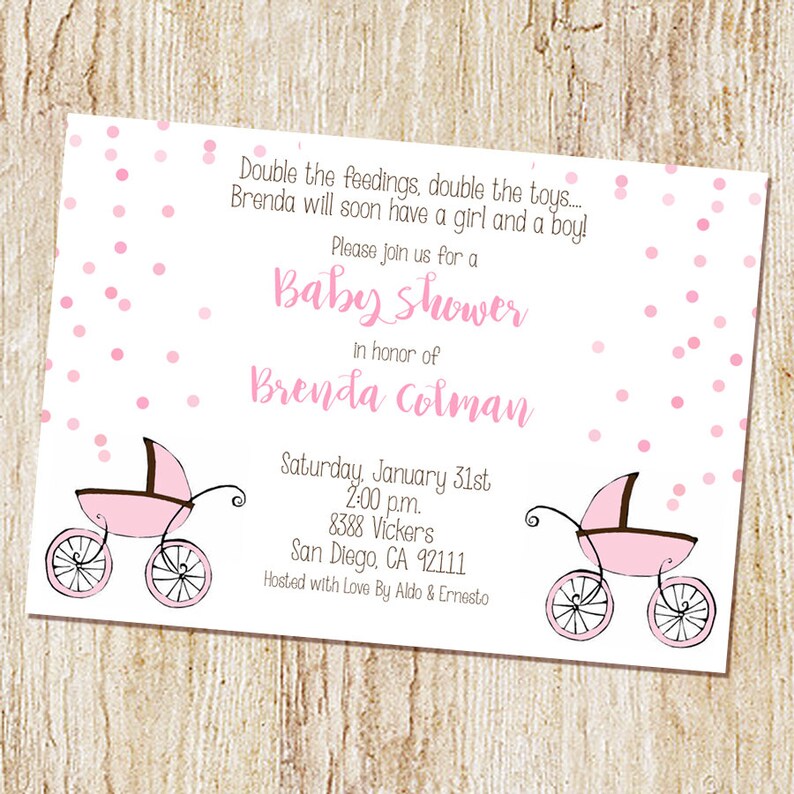 Twin Baby Shower Invitation Digital File or PRINTED Twin Etsy