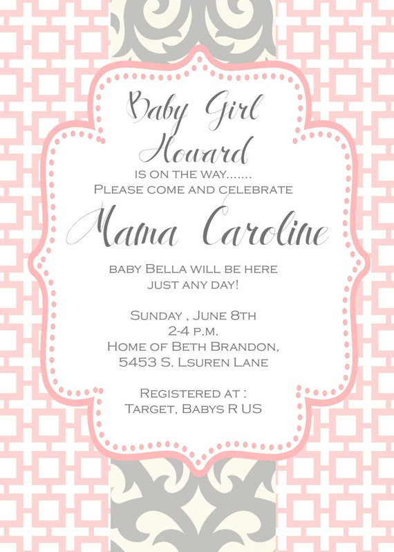 Baby Shower Invitations Digital File or printed