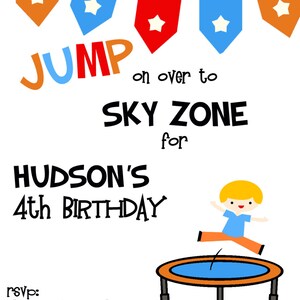 Trampoline Party Invitation Sky Zone Birthday Invitation - Etsy