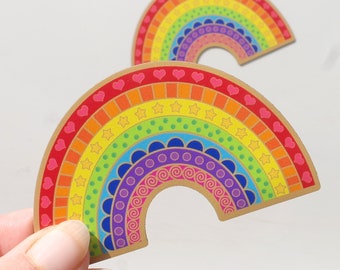 Crazy Happy Rainbow Fridge Magnet -  This colourful, rainbow magnet is a great little rainbow gift. Rainbow of Hope. Positivity Rainbow